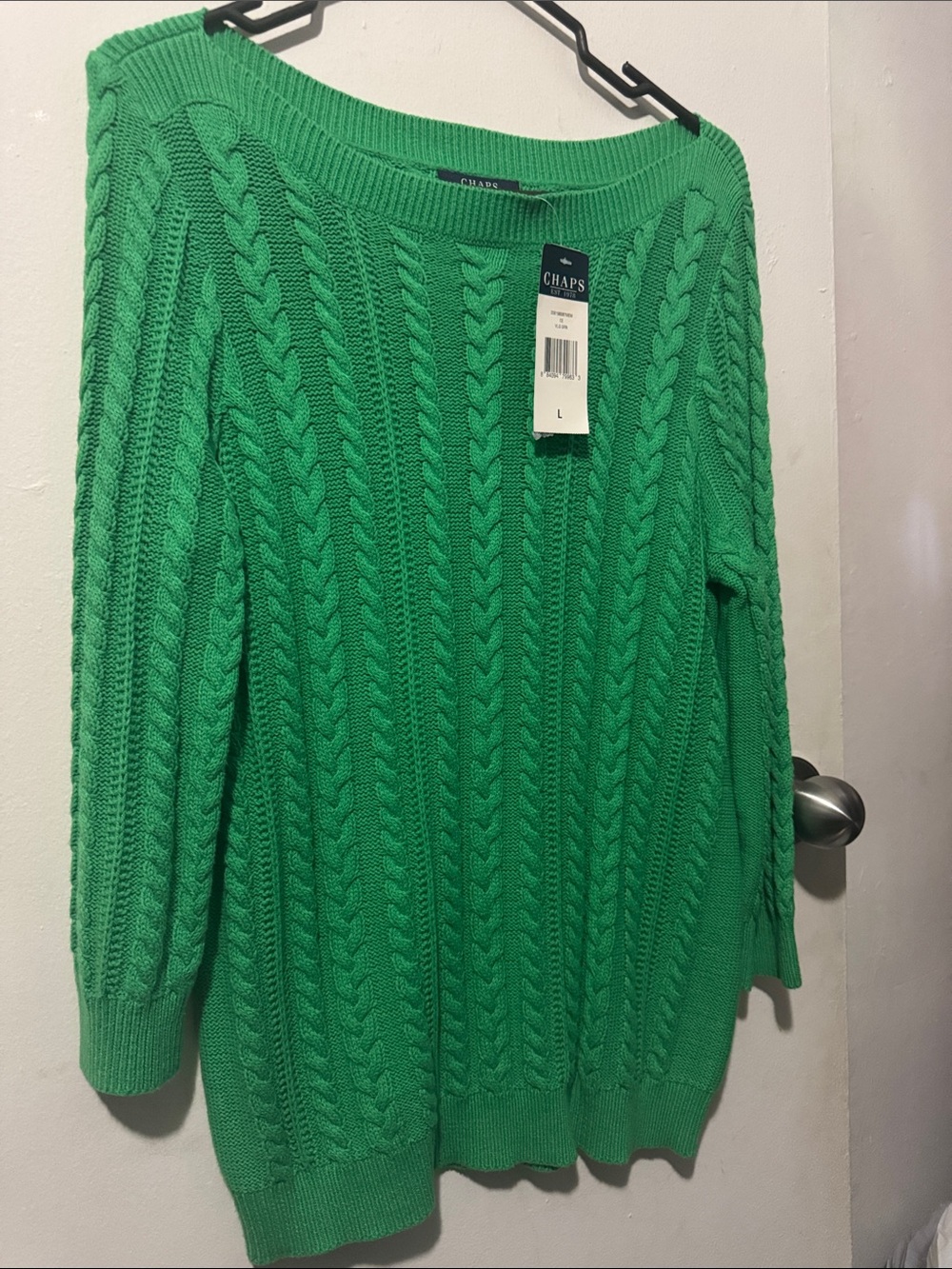 Chaps Bright Green Cable Knit Sweater